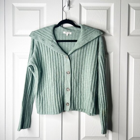 Madewell Sweaters - Madewell Green Oversized Collar Wool Blend Cardigan Sweater Women's Size Small S